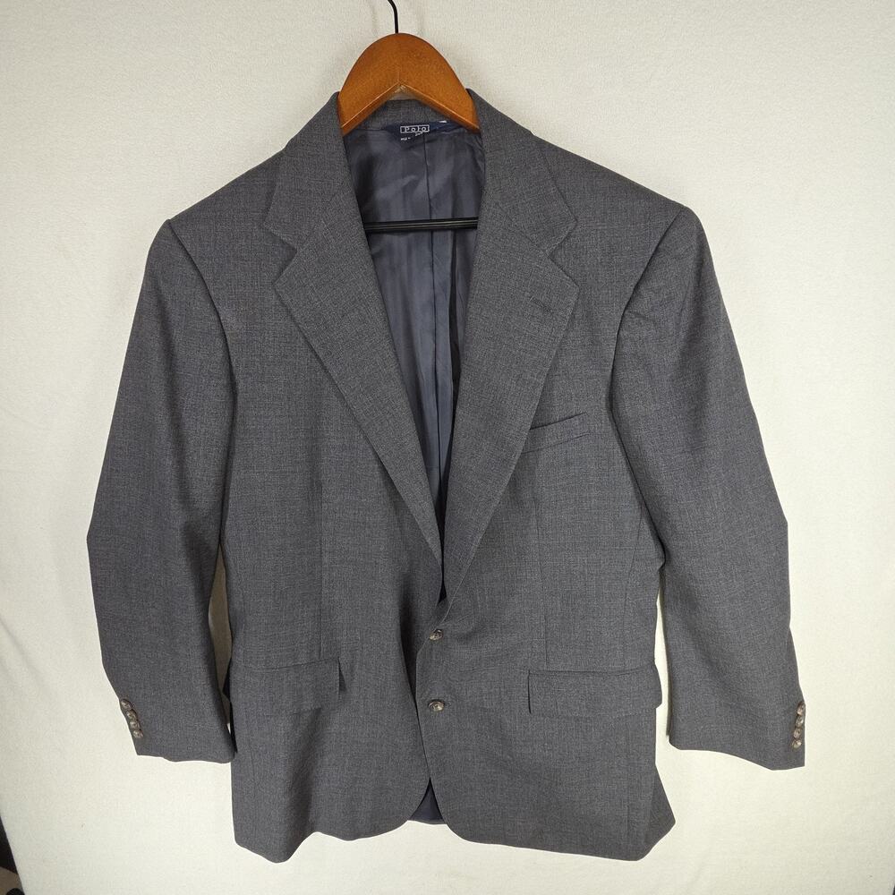 Vtg Polo Ralph Lauren Mens Blazer Coat Gray Business Casual Workwear y2k Attire - Picture 12 of 15